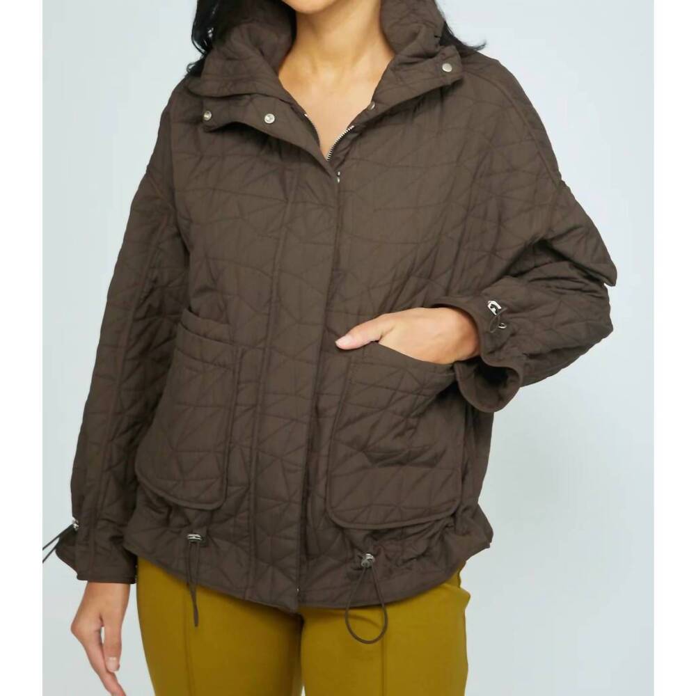 NEW LIV BY HABITAT kaleidoscope quilted perfect puffer jacket in chocolate